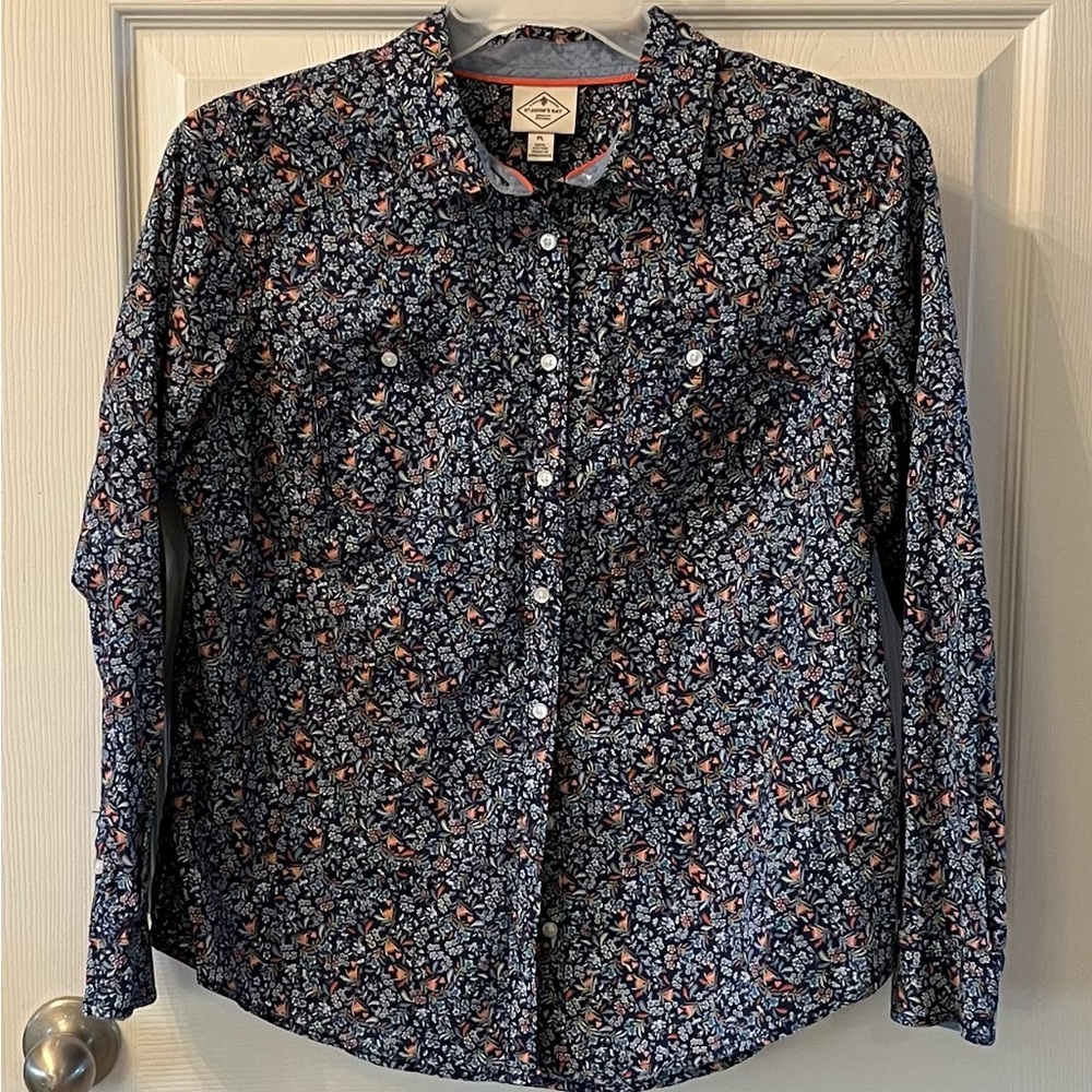 St. John's Bay Women's Floral Button-Up Shirt, Size Petite Large